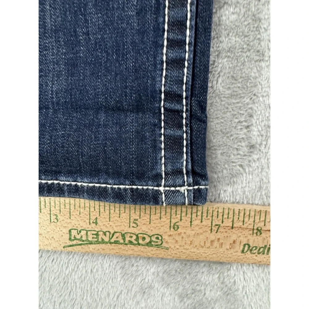 Vigoss Capri Jeans Womens W27 L21 Dublin Thick Stitch Embellished Whiskered Blue